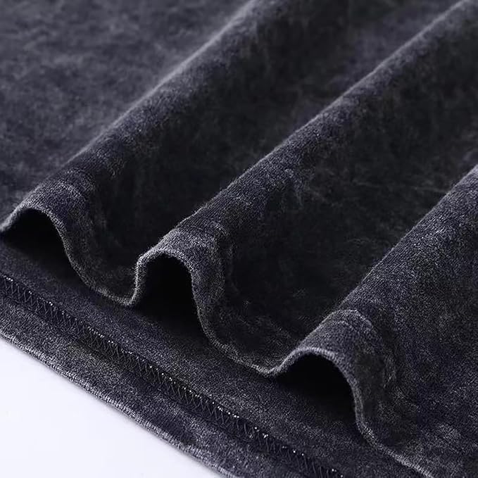 Cotton Oversized T-Shirt High Print Unisex Drop Shoulder Dye Washed Street Look Black